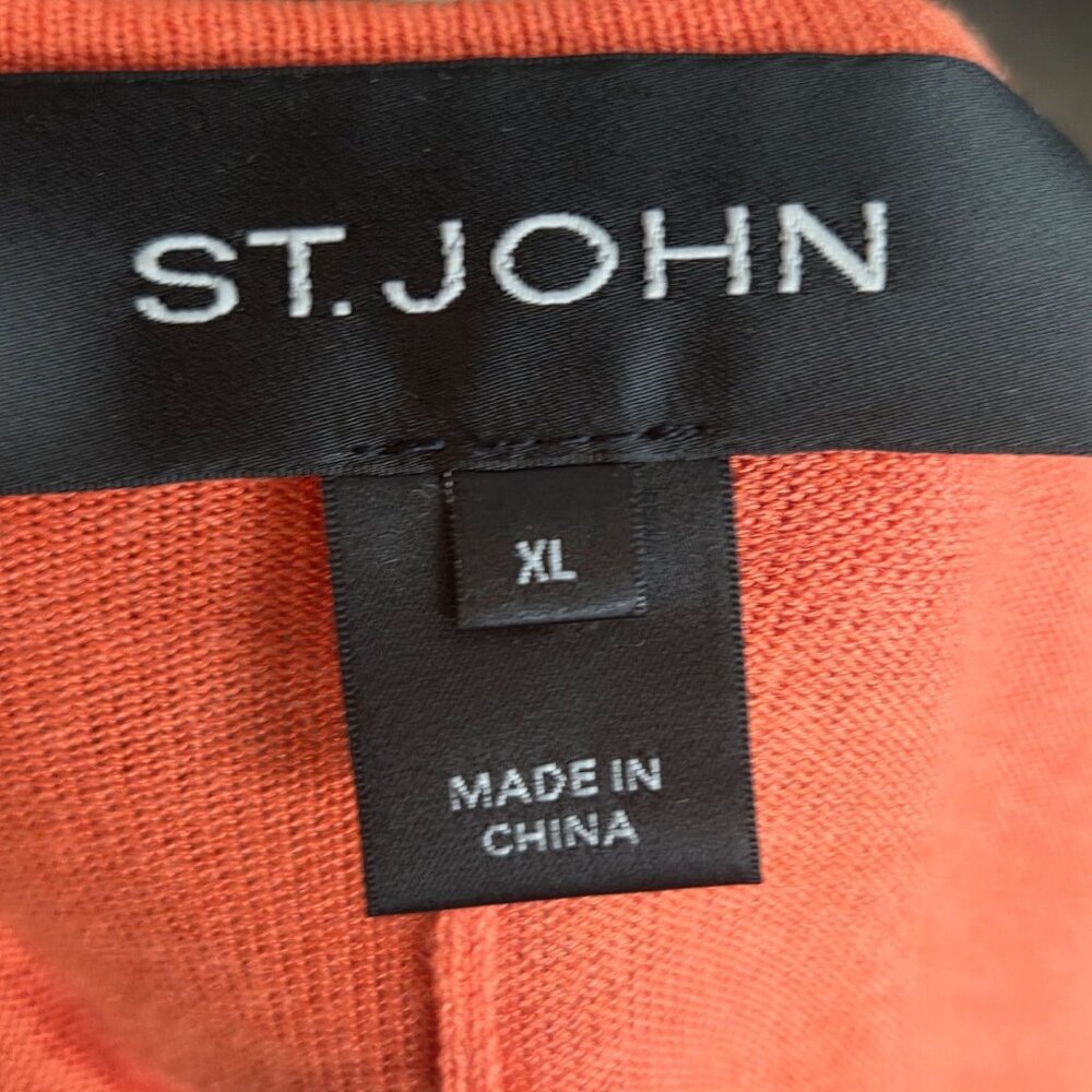 St. John Women's Orange Silk Cashmere Cardigan Sweater Long Sleeve Knit Top XL R - Picture 8 of 9